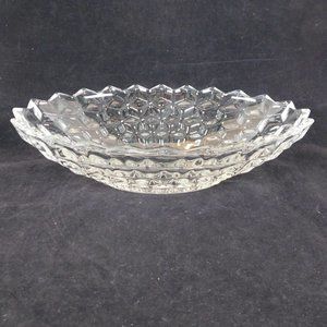 Fostoria American Clear Large Oval Bowl Cube Motif NO RAYS Vintage Made in USA